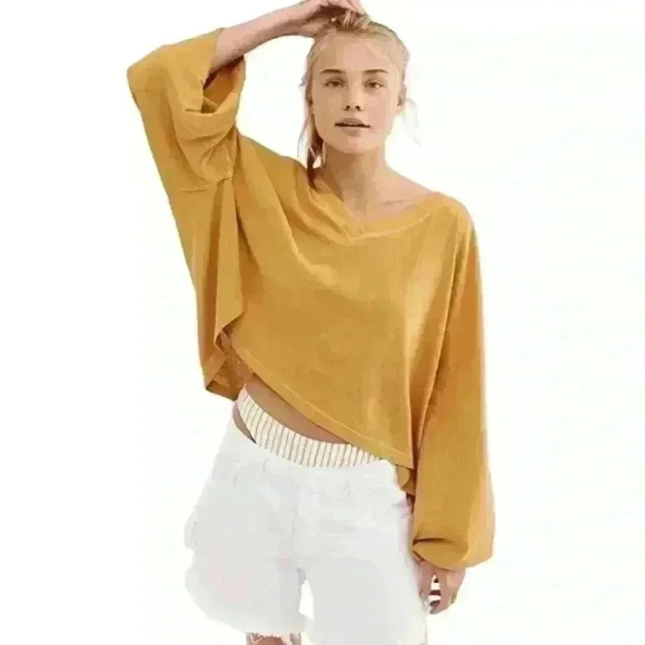 We The Free Tops - We The Free Buffy Tee in Mustard Yellow Size L